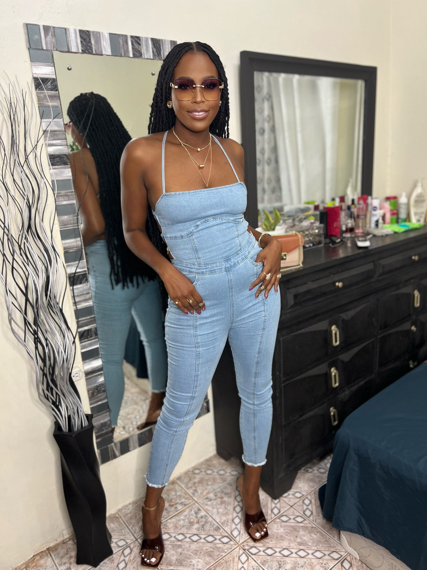 Crossing Paths Denim Jumpsuit